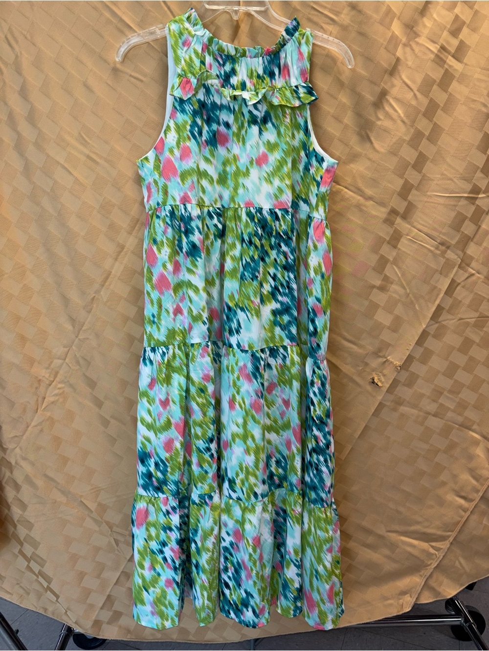 The Mint Floral Tiered Maxi Dress in Aqua, Green & Pink